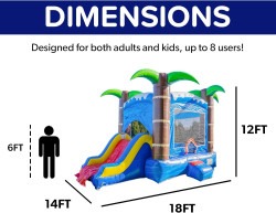 71rK98Y 58L. AC SL1500 1756240630 Ocean Shark Bounce House Slide Combo